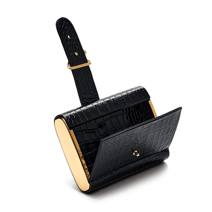 Clutch with signature buckle and gold-tone detailing