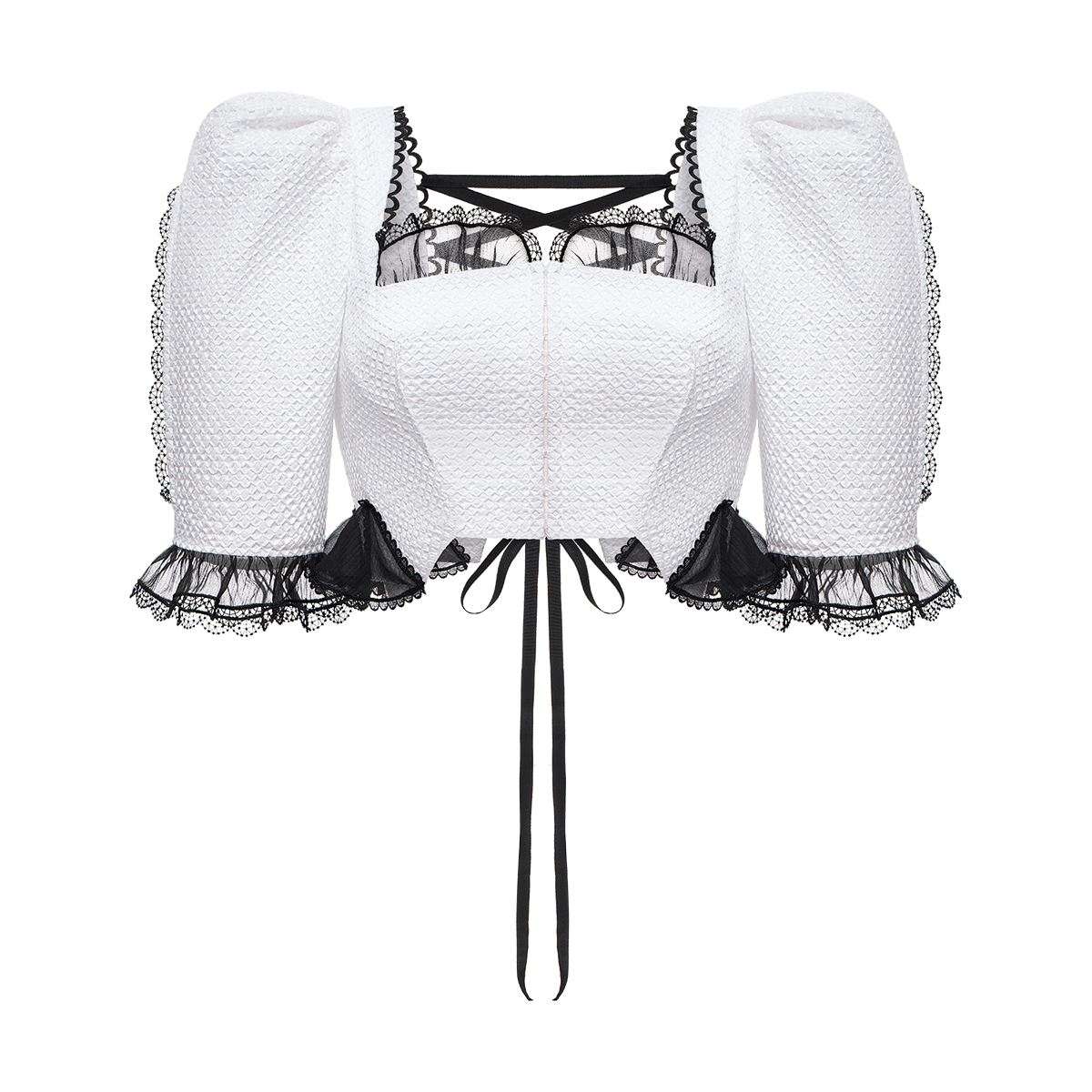 Cotton blouse with organza trim