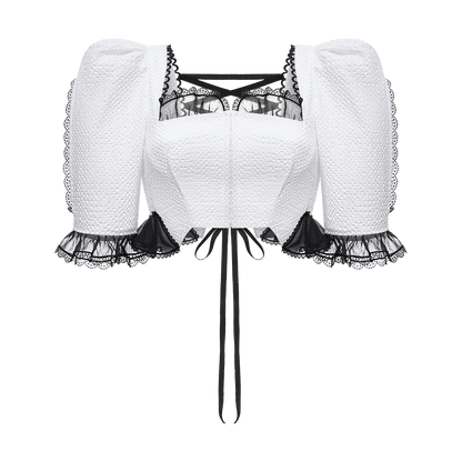 Cotton blouse with organza trim