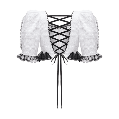 Cotton blouse with organza trim