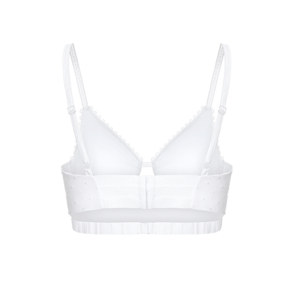 Embroidered batiste and linen bustier top