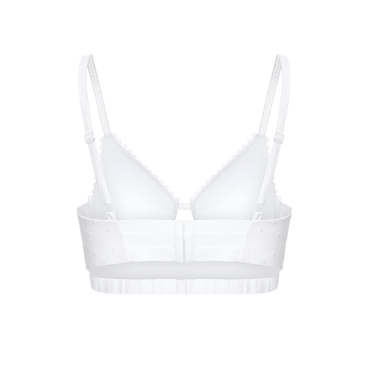Embroidered batiste and linen bustier top