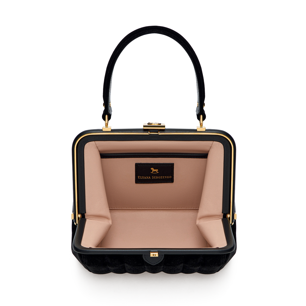 “Ira” velvet and leather bag