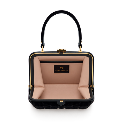 “Ira” velvet and leather bag