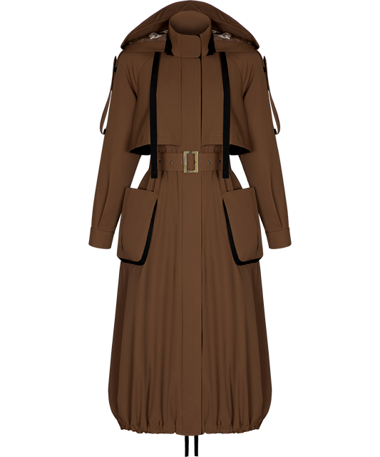 Trench coat with a hood