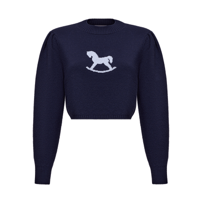 Cropped cashmere jumper with a signature symbol