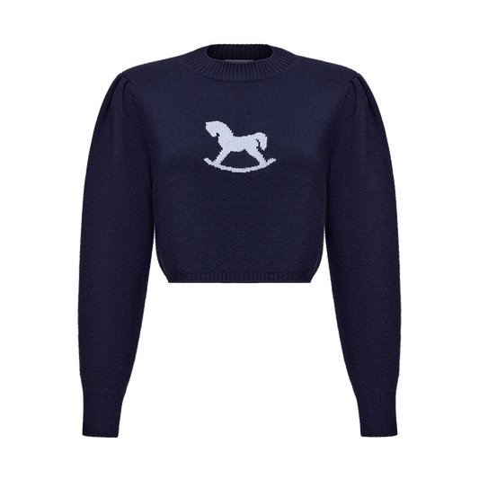 Cropped cashmere jumper with a signature symbol
