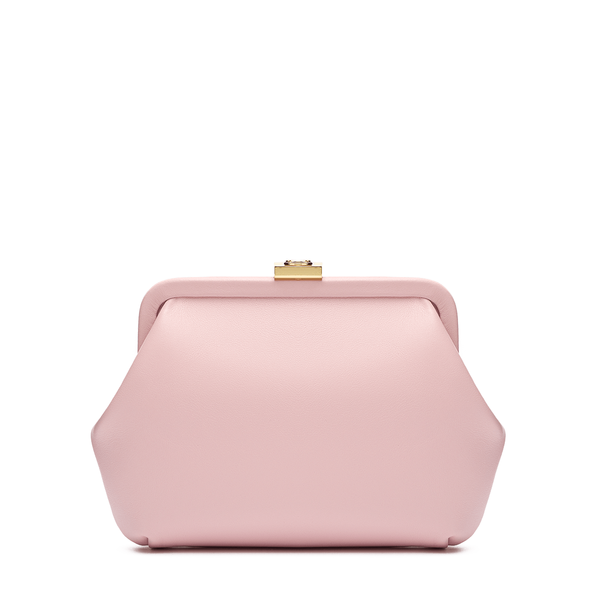 Leather bag with signature clasp and removable strap