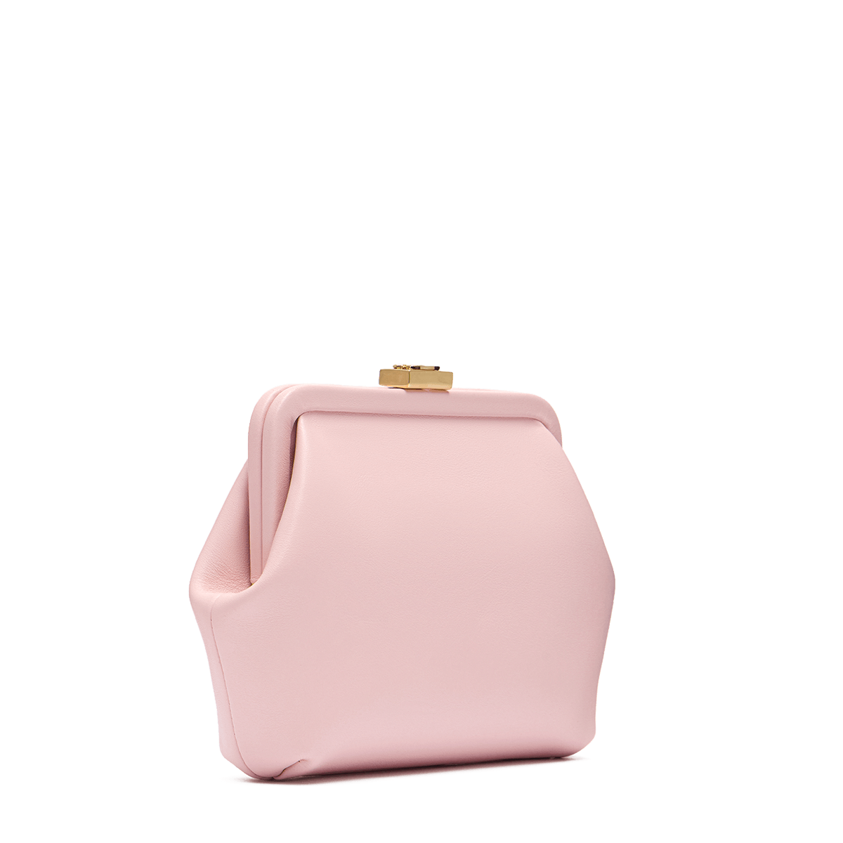Leather bag with signature clasp and removable strap