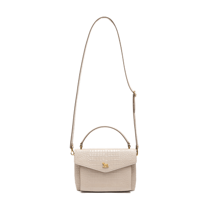 Leather satchel with a signature clasp