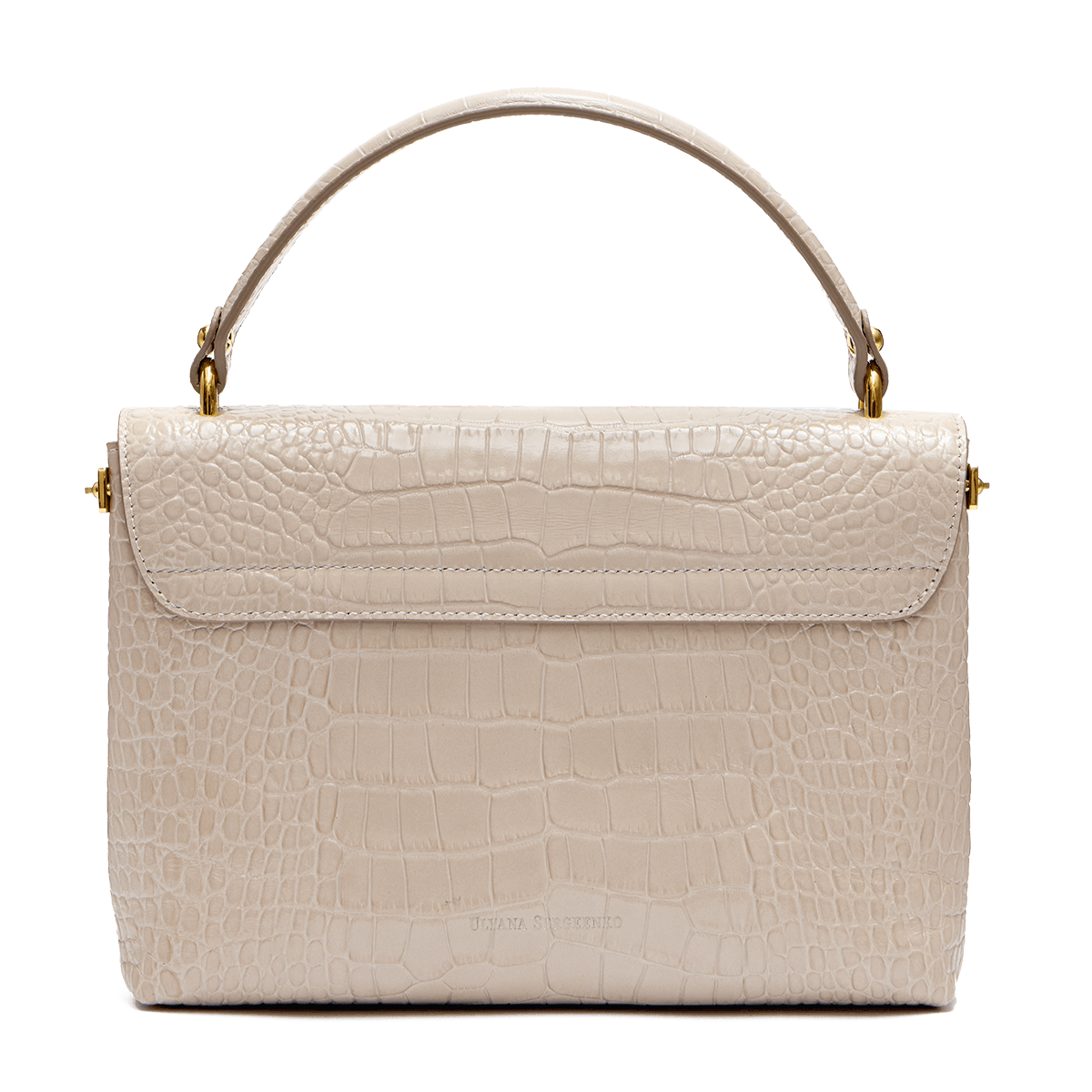 Leather satchel with a signature clasp