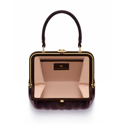 “Ira” velvet and leather bag