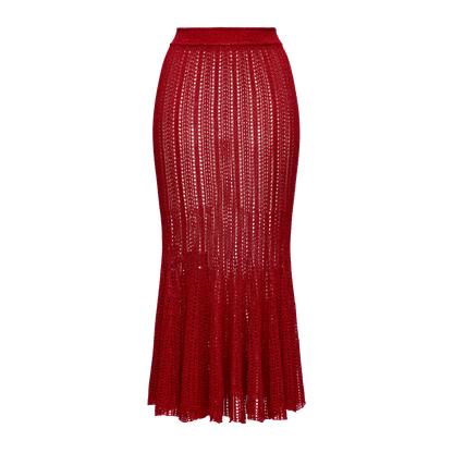 Knitted midi skirt with flowing pleats