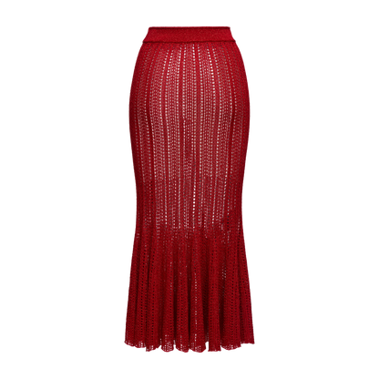 Knitted midi skirt with flowing pleats
