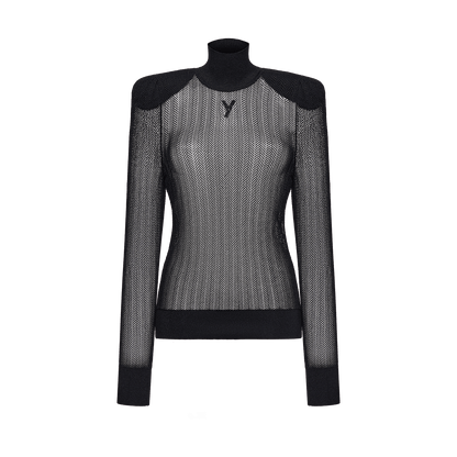 Turtleneck with hand-embroidered signature chevron