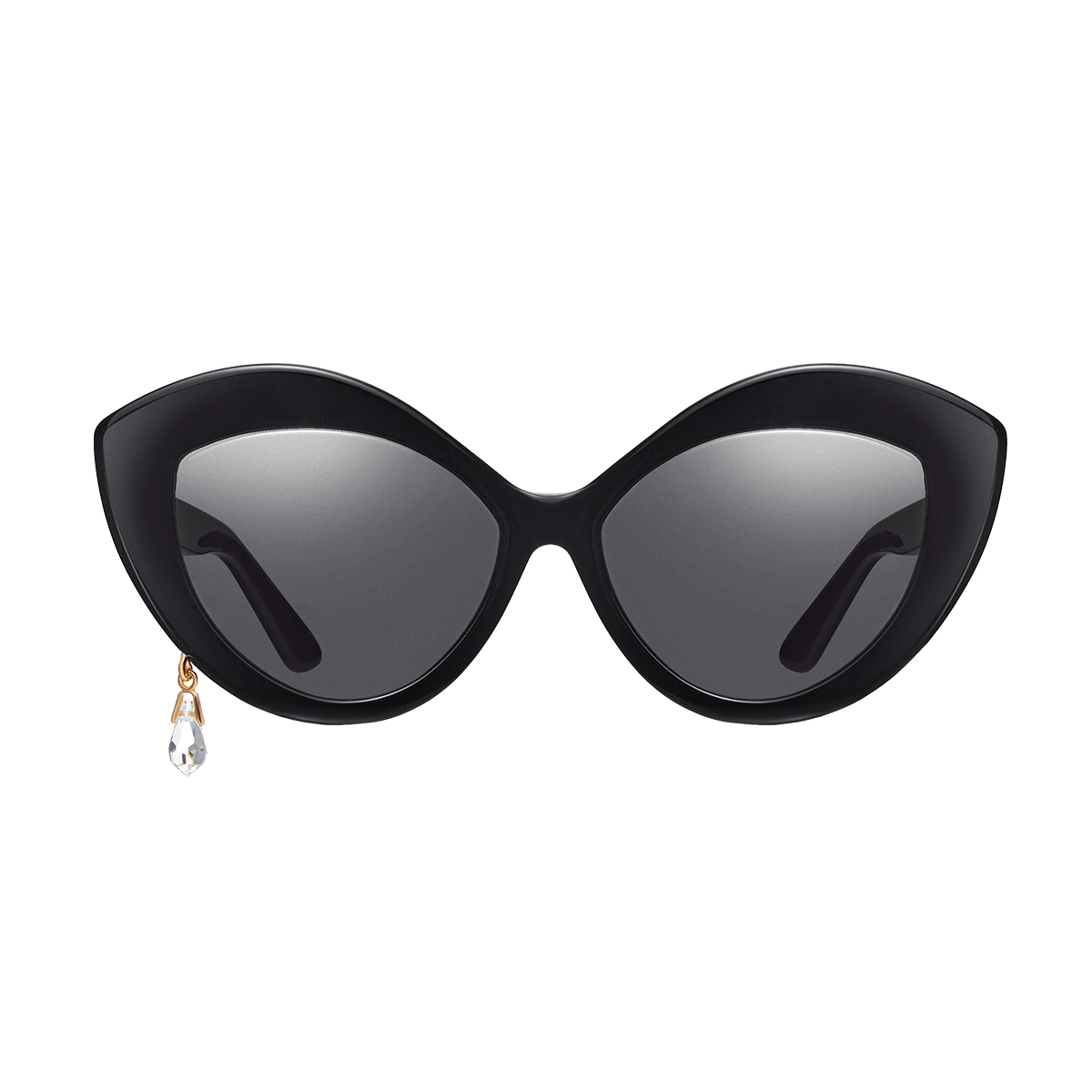 Cat-eye sunglasses with a crystal charm