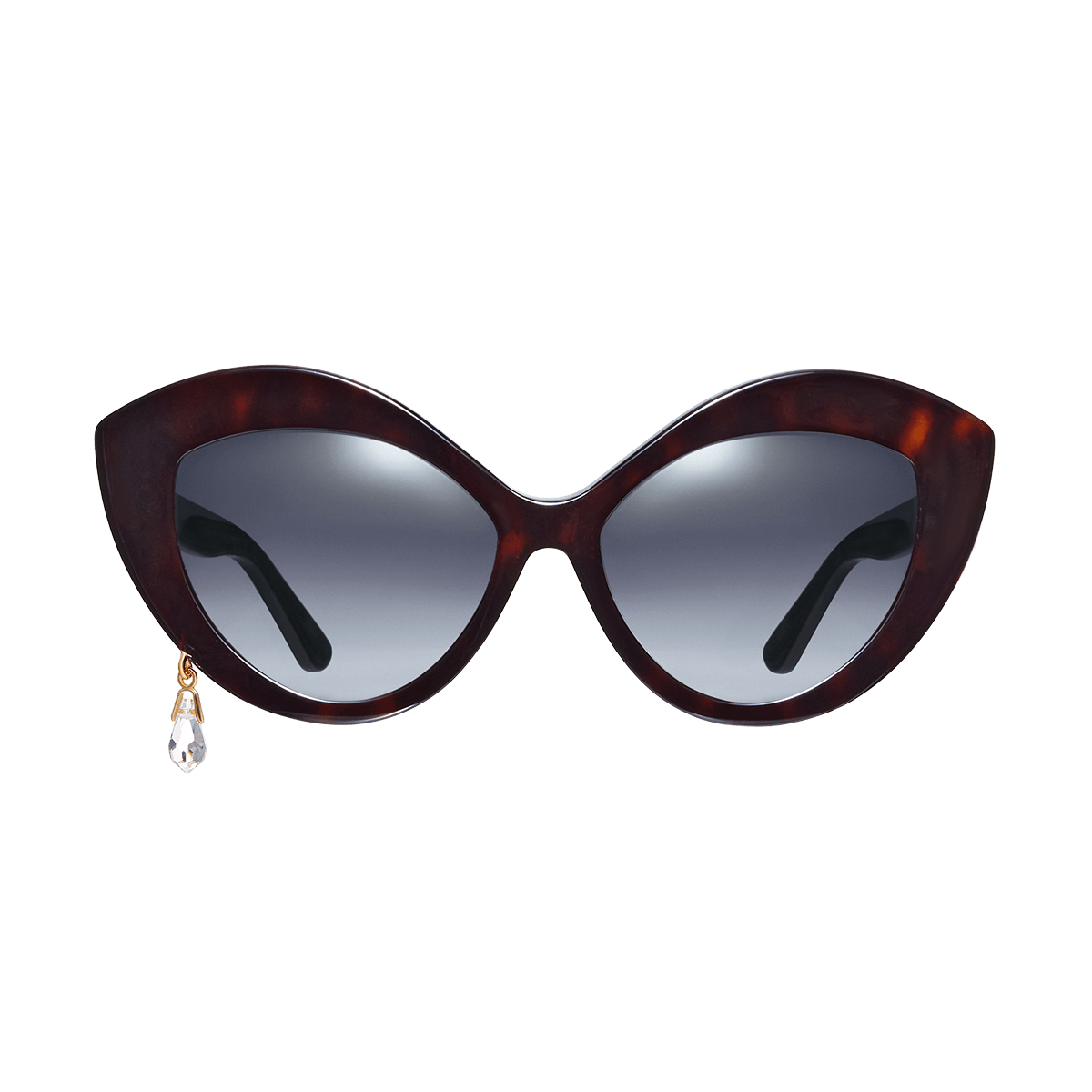 Cat-eye sunglasses with a crystal charm