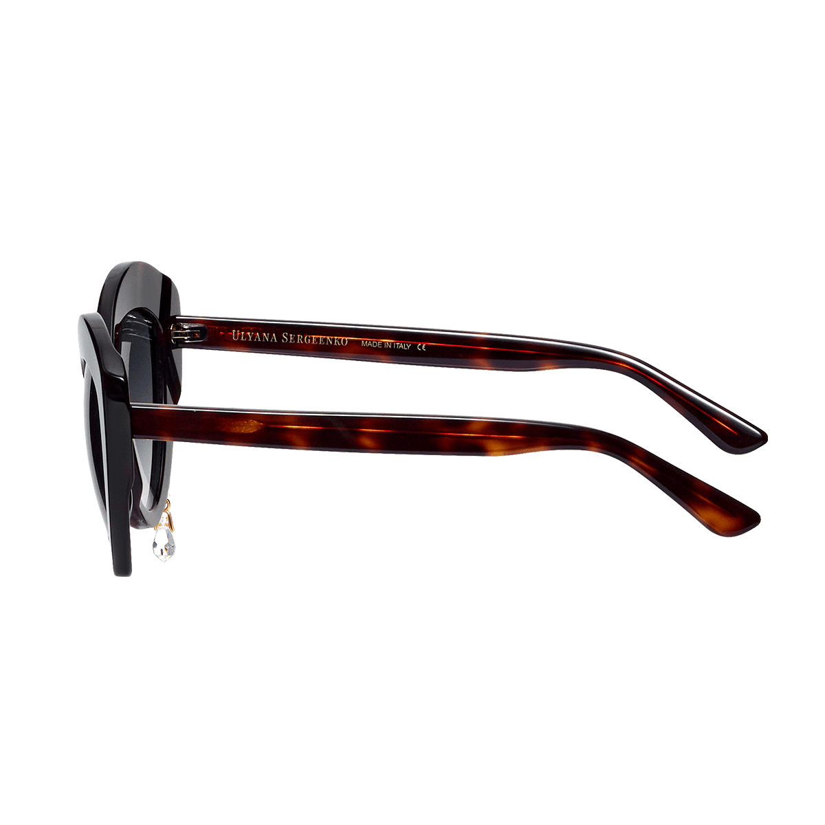 Cat-eye sunglasses with a crystal charm
