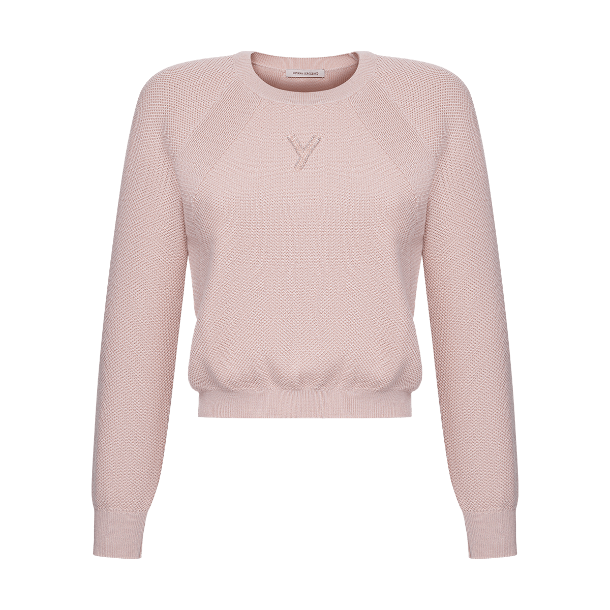 Silk-cashmere sweater with hand-embroidered signature chevron