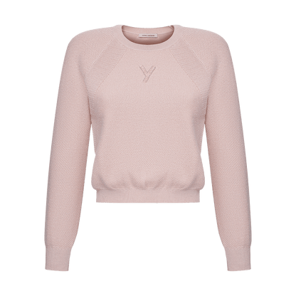 Silk-cashmere sweater with hand-embroidered signature chevron