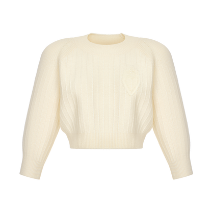 Wool and cashmere cardigan with signature lace chevron