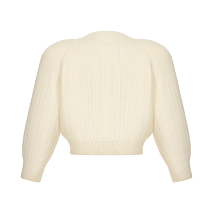 Wool and cashmere cardigan with signature lace chevron