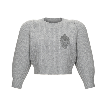 Wool and cashmere cardigan with signature lace chevron