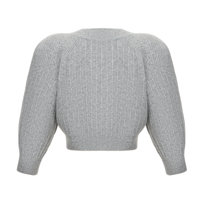 Wool and cashmere cardigan with signature lace chevron