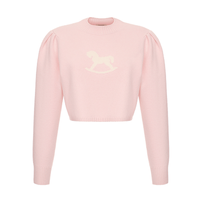 Cropped cashmere jumper with a signature symbol