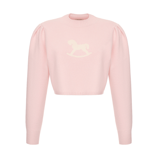 Cropped cashmere jumper with a signature symbol