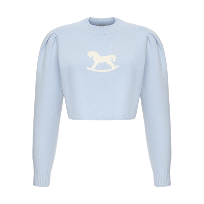 Cropped cashmere jumper with a signature symbol