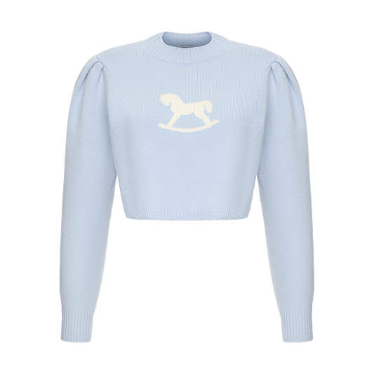 Cropped cashmere jumper with a signature symbol