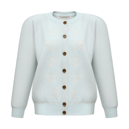 Cashmere cardigan with signature animal print