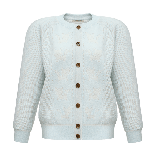 Cashmere cardigan with signature animal print