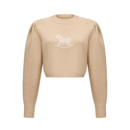 Cropped cashmere jumper with a signature symbol