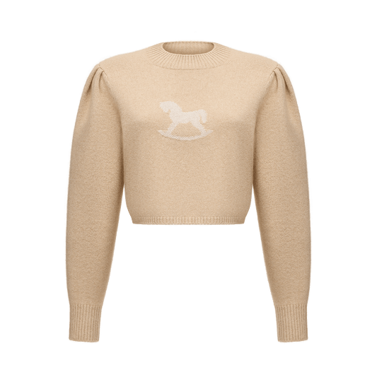 Cropped cashmere jumper with a signature symbol