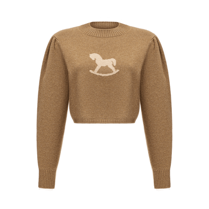 Cropped cashmere jumper with a signature symbol