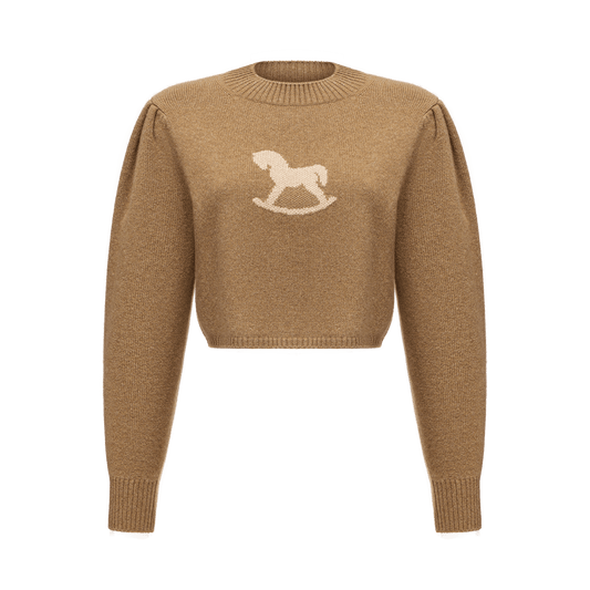 Cropped cashmere jumper with a signature symbol