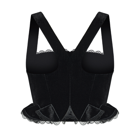 Velvet corset with lace trim