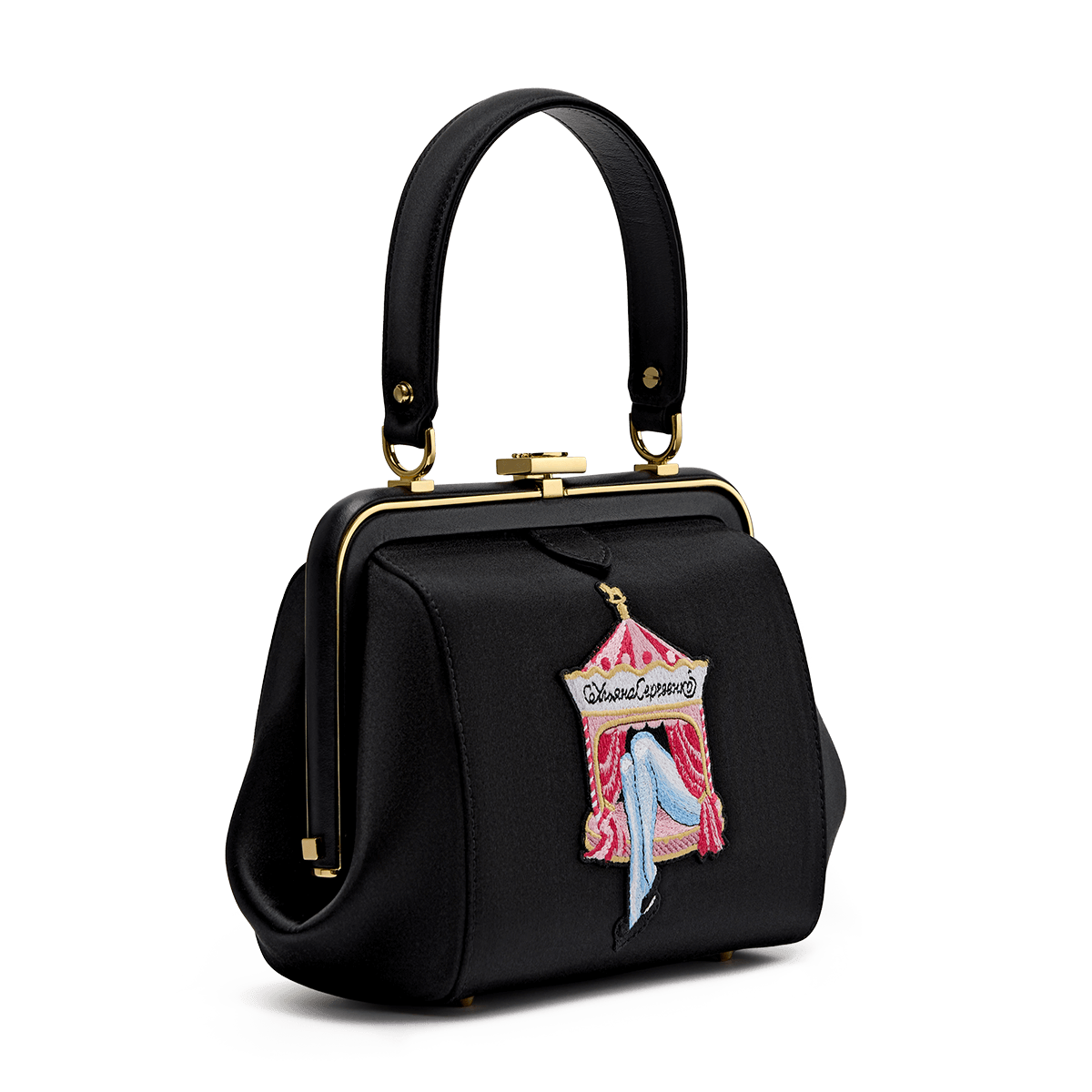 "Ira" satin and leather bag