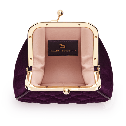 Silk velvet and leather mini bag