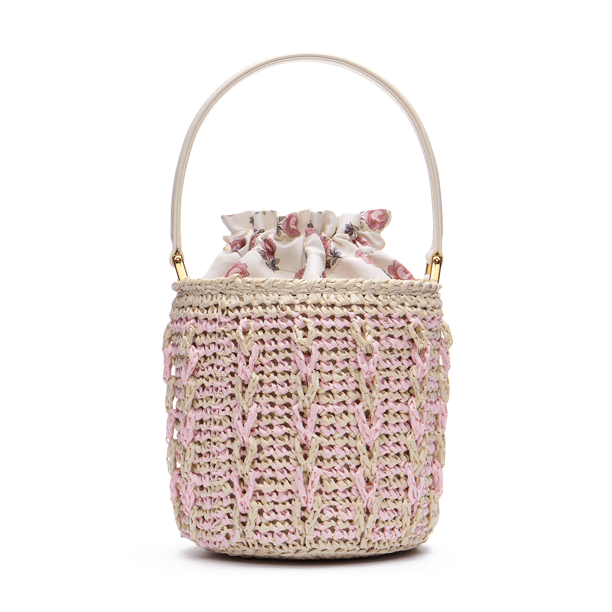 Woven basket with signature print lining
