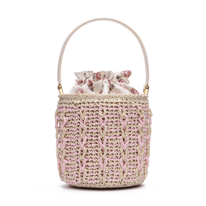 Woven basket with signature print lining