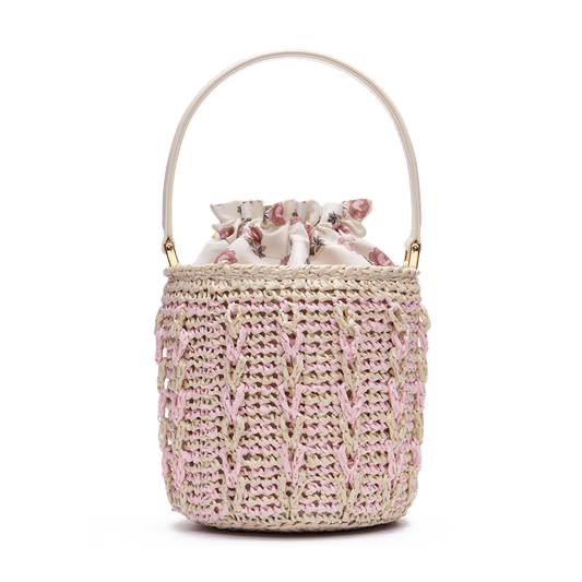 Woven basket with signature print lining