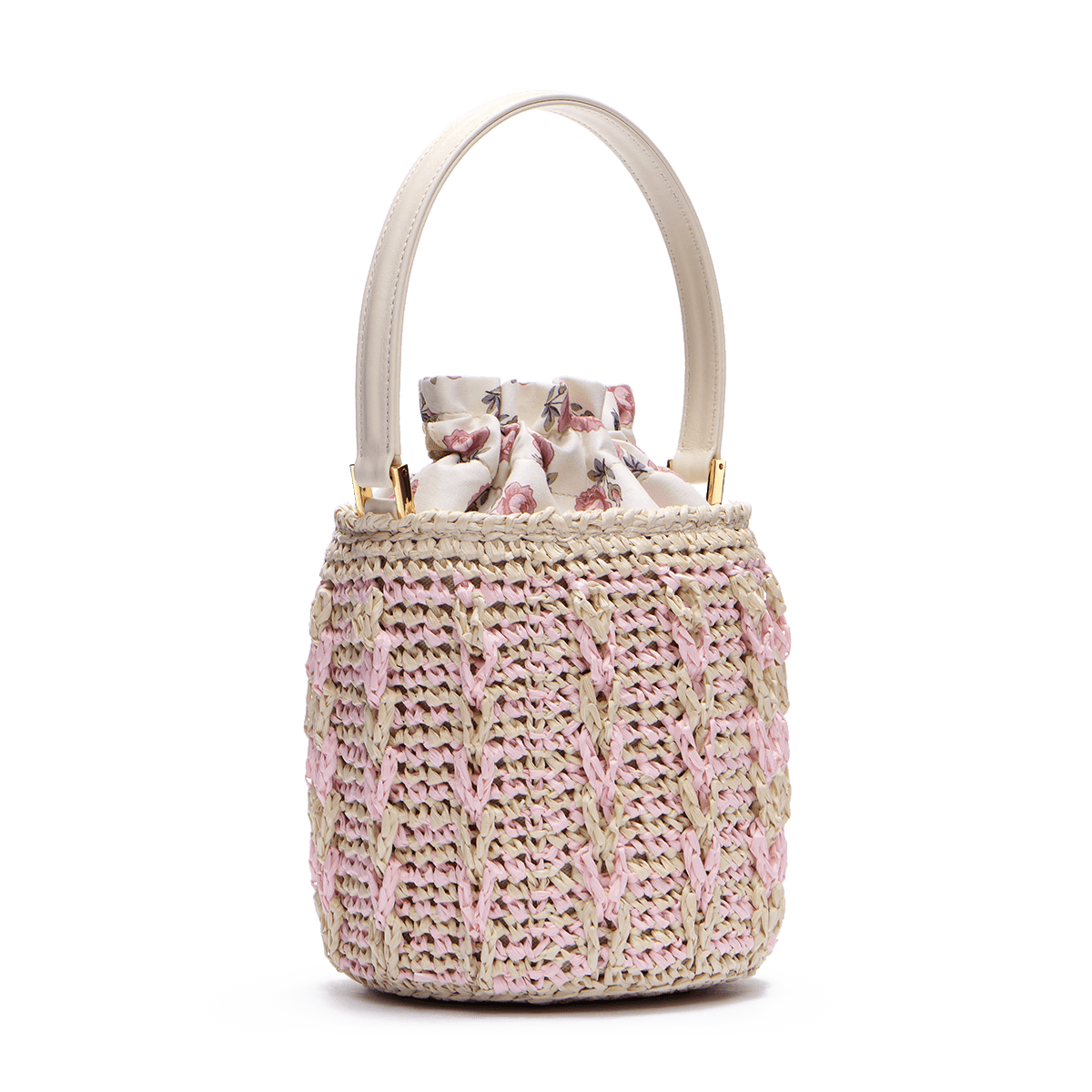 Woven basket with signature print lining