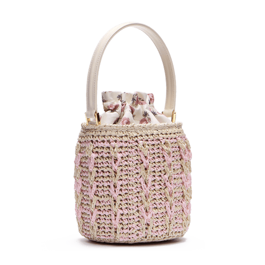Woven basket with signature print lining