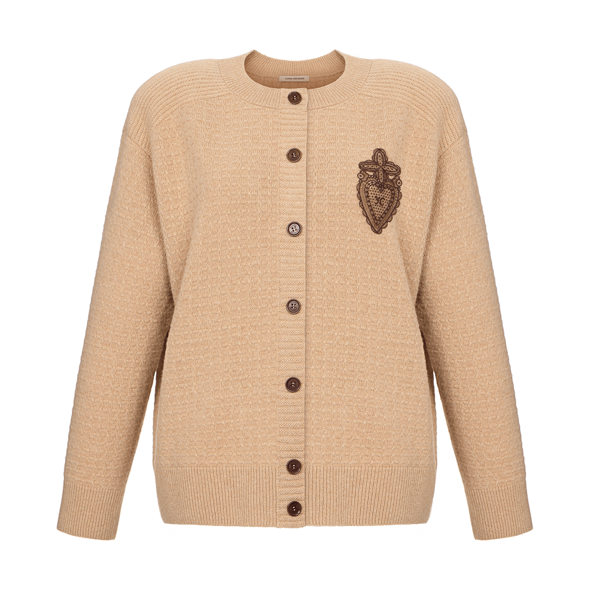 Cashmere cardigan with signature lace chevron