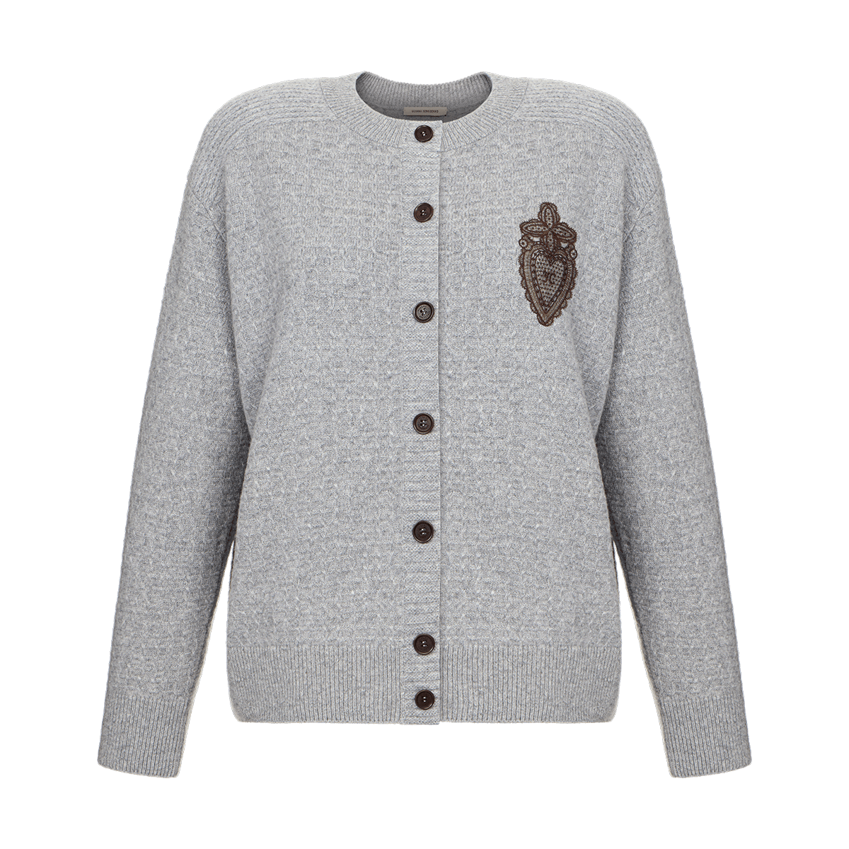 Cashmere cardigan with signature lace chevron