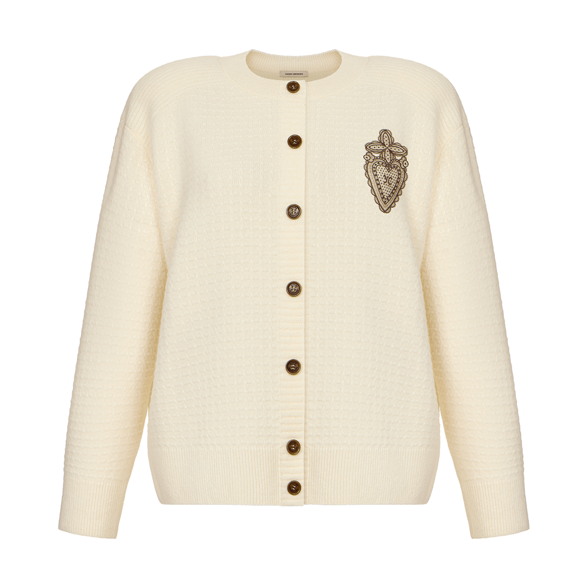 Cashmere cardigan with signature lace chevron