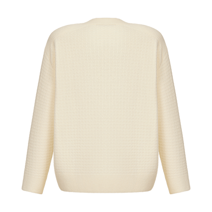 Cashmere cardigan with signature lace chevron